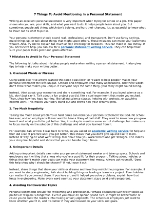 7 Things To Avoid Mentioning In a Personal Statement