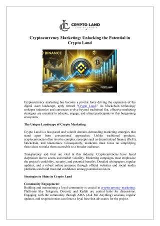 Effective Cryptocurrency Marketing Tips – Crypto Land