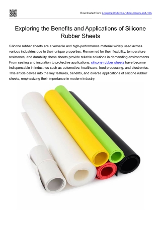 Exploring the Benefits and Applications of Silicone Rubber Sheets