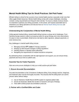 Mental Health Billing Tips for Small Practices - Get Paid Faster