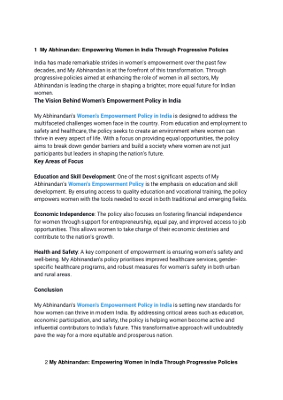 My Abhinandan_ Empowering Women in India Through Progressive Policies