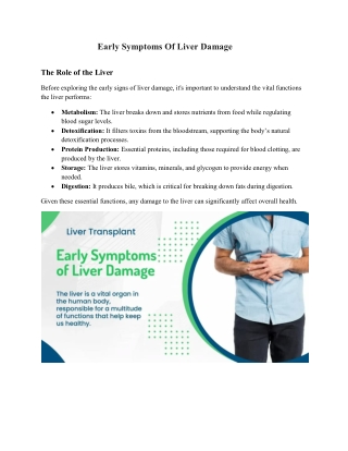 Early Symptoms Of Liver Damage