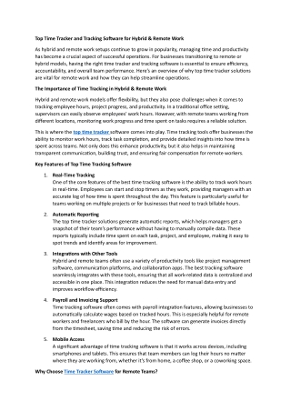 Top Time Tracker and Tracking Software for Hybrid