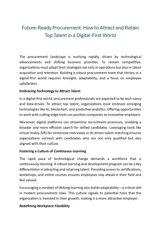 Invigorate your procurement talent strategy to fit the future of work