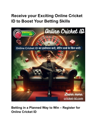 Receive your Exciting Online Cricket ID to Boost Your Betting Skills