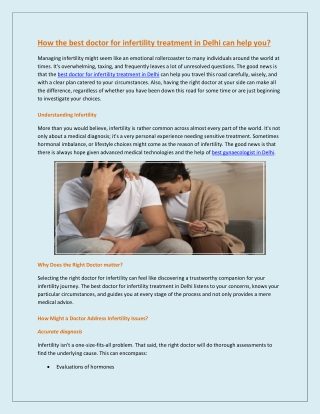 How the best doctor for infertility treatment in Delhi can help you