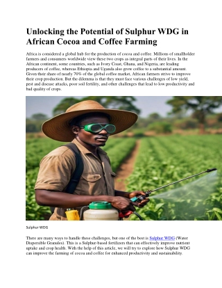Unlocking the Potential of Sulphur WDG in African Cocoa and Coffee Farming