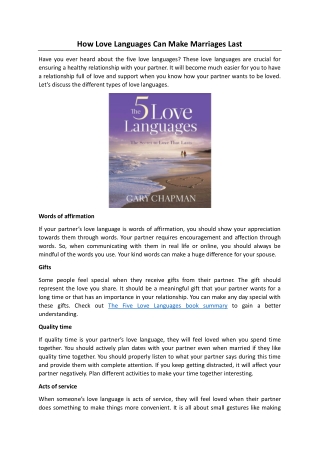 How Love Languages Can Make Marriages Last