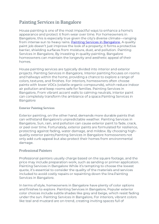 Painting Services in Bangalore