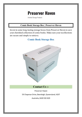 Comic Book Storage Box  Preserver Haven