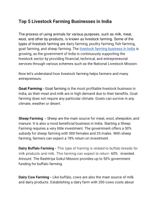 Top 5 Livestock Farming Businesses in India
