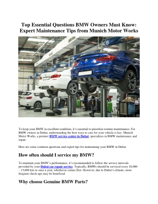 Top Essential Questions BMW Owners Must Know