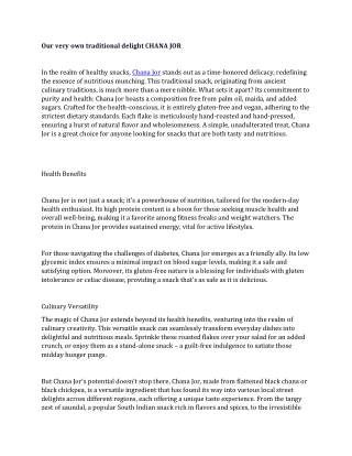 Our very own traditional delight CHANA JOR