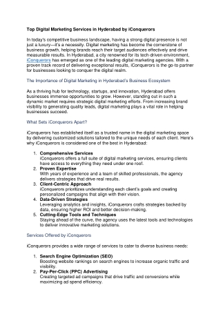 Top Digital Marketing Services in Hyderabad by iConquerors