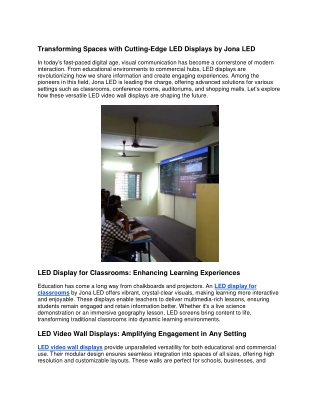 Transforming Spaces with Cutting-Edge LED Displays by Jona LED