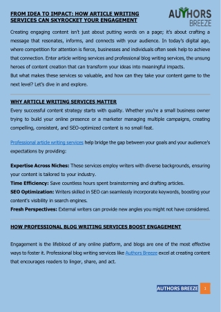 From Idea to Impact - How Article Writing Services can Skyrocket Your Engagement