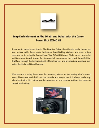 Snap Each Moment in Abu Dhabi and Dubai with the Canon PowerShot SX740 HS