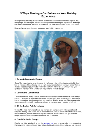 5 Ways Renting a Car Enhances Your Holiday Experience