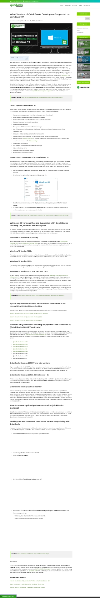 What Versions of QuickBooks Desktop are Supported on Windows 10?