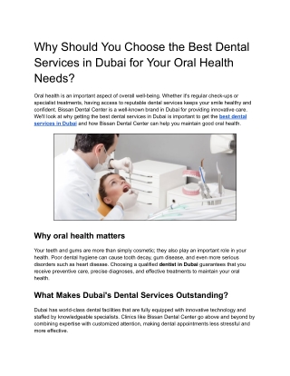 Why Choose the Best Dental Services in Dubai for Your Oral Health Needs_