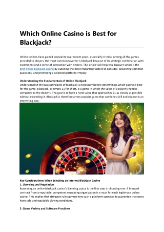 Which Online Casino is Best for Blackjack