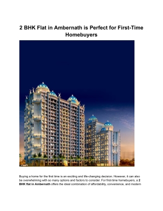 2 BHK Flat in ambernath is Perfect for First-Time Homebuyers_2 bhk flat in ambernath