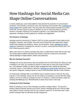 How Hashtags for Social Media Can Shape Online Conversations