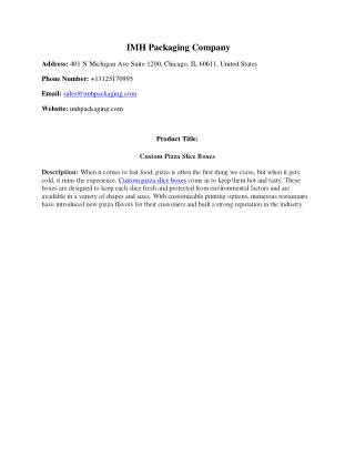 IMH Packaging Company