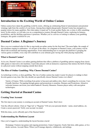 Daemul Casino: A Beginner's Journey