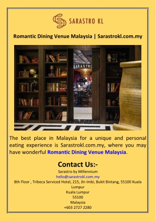 Romantic Dining Venue Malaysia  Sarastrokl.com.my