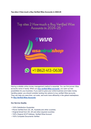 Top sites 2 How much a Buy Verified Wise Accounts in 2024-25