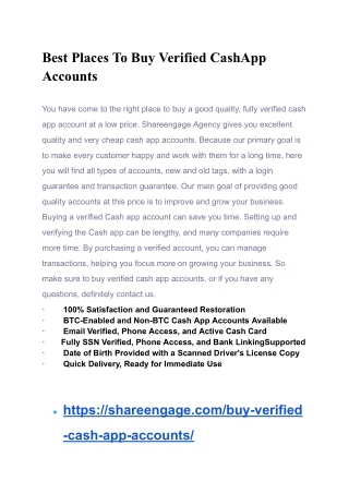 Best Places To Buy Verified CashApp Accounts