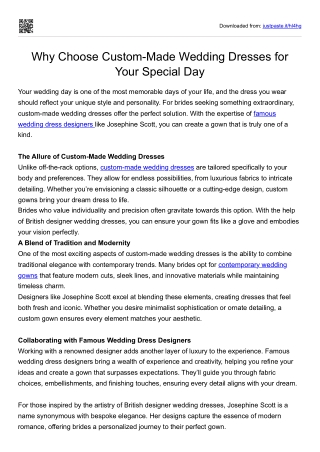 Why Choose Custom-Made Wedding Dresses for Your Special Day