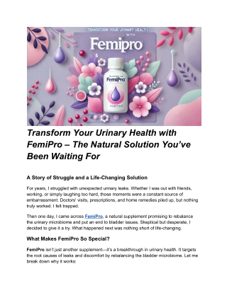 The Life-Changing Solution Every Woman Needs for Perfect Bladder Health