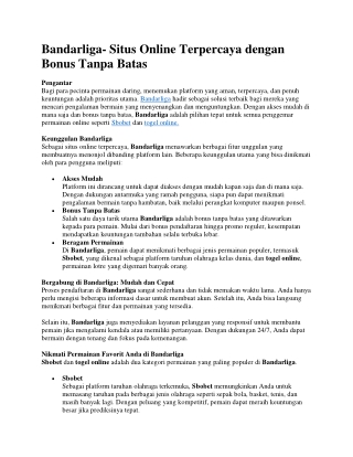 Bandarliga- Situs Online Terpercaya dengan Bonus Tanpa Batas