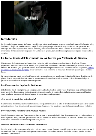 La Importancia del Testimonio en los Juicios por Violencia de Género