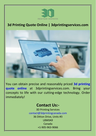 3d Printing Quote Online  3dprintingservices.com
