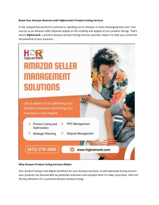 Boost Your Amazon Business with Highonrank’s Product Listing Services