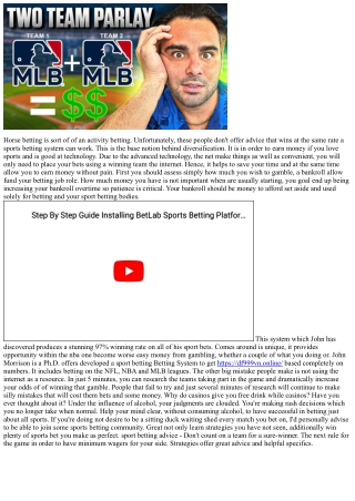 Horse Racing Method For Systems