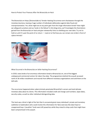 How to Protect Your Finances After the Briansclub cm Hack