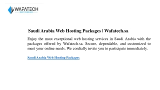 Saudi Arabia Web Hosting Packages  Wafatech.sa