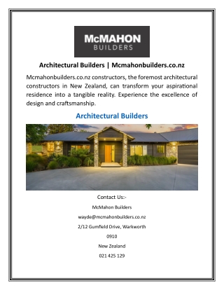 Architectural Builders  Mcmahonbuilders.co.nz