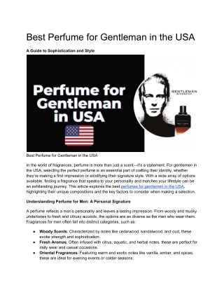 Best Perfume for Gentleman in the USA
