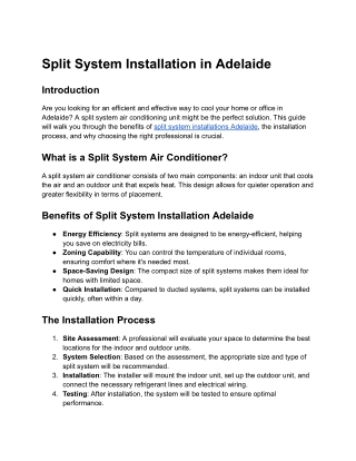 Essential Guide to Split System Installation in Adelaide