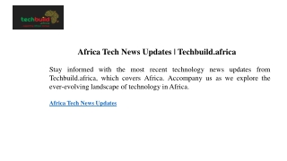 Africa Tech News Updates  Techbuild.africa