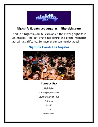 Nightlife Events Los Angeles  Nightlyla.com