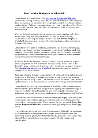 Best Interior Designers in Whitefield