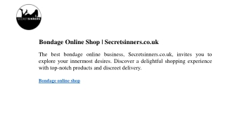 Bondage Online Shop  Secretsinners.co.uk