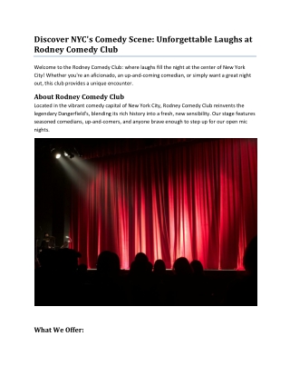 New York Comedy Club Events | Laughter-Filled Nights at Rodney Comedy Club