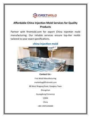 Affordable China Injection Mold Services for Quality Products